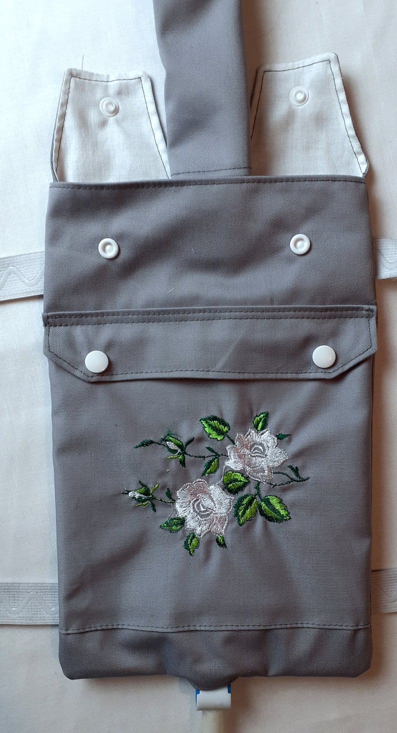 Embroidered catheter leg bag cover pocket . 画像 1