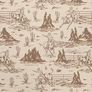 Western wallpaper Vintage Cowboy Rodeo wallpaper Western nursery decor retro Peel and stick and Traditional wallpaper