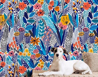 Scandinavian Wallpaper Removable Peel-and-stick Colorful Flowers