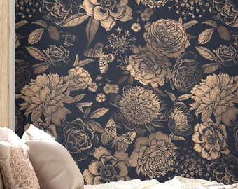 Gold Peony Wallpaper - Etsy Gold Peony Wallpaper - Etsy