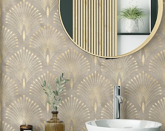 Art Deco Removable Peel and Stick Luxury wallpaper Vintage gold wall mural