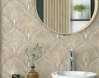 Art Deco Removable Peel and Stick Luxury wallpaper Vintage gold wall mural