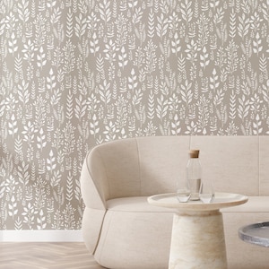 Herbs botanical wallpaper Temporary leaves wildflower minimalist floral wall mural boho herbal