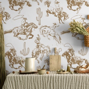 Western Wallpaper Vintage Cowboy Removable Peel and Stick Wall - Etsy