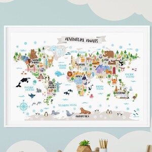 Affiche De Carte Du Monde Des Enfants Carte Du Monde Animal Etsy Affiche De Carte Du Monde Des Enfants Carte Du Monde Animal Etsy
