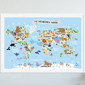 Affiche De Carte Du Monde Des Enfants Carte Du Monde Animal Etsy Affiche De Carte Du Monde Des Enfants Carte Du Monde Animal Etsy