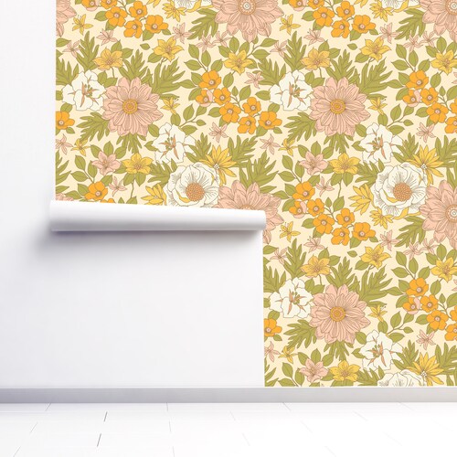 70s Wallpaper Removable Peel and Stick Vintage Floral Boho - Etsy