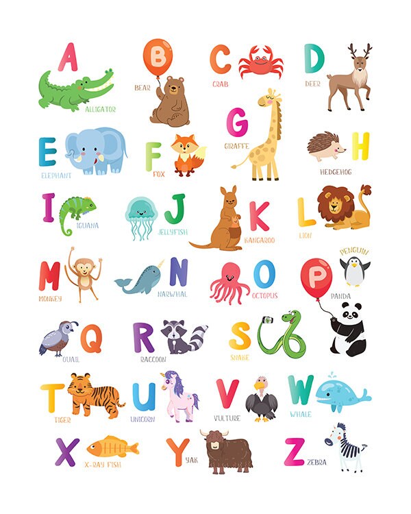 Animal Alphabet PRINTABLE ABC Print Chart Kids Wall Art Etsy Australia