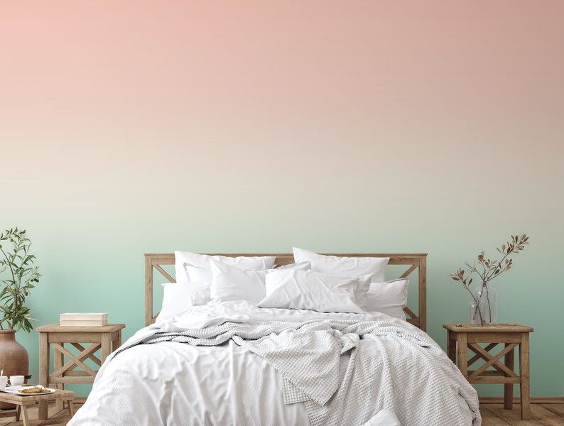 Ombre Wallpaper Peach and Turquoise Removable Peel and Stick - Etsy
