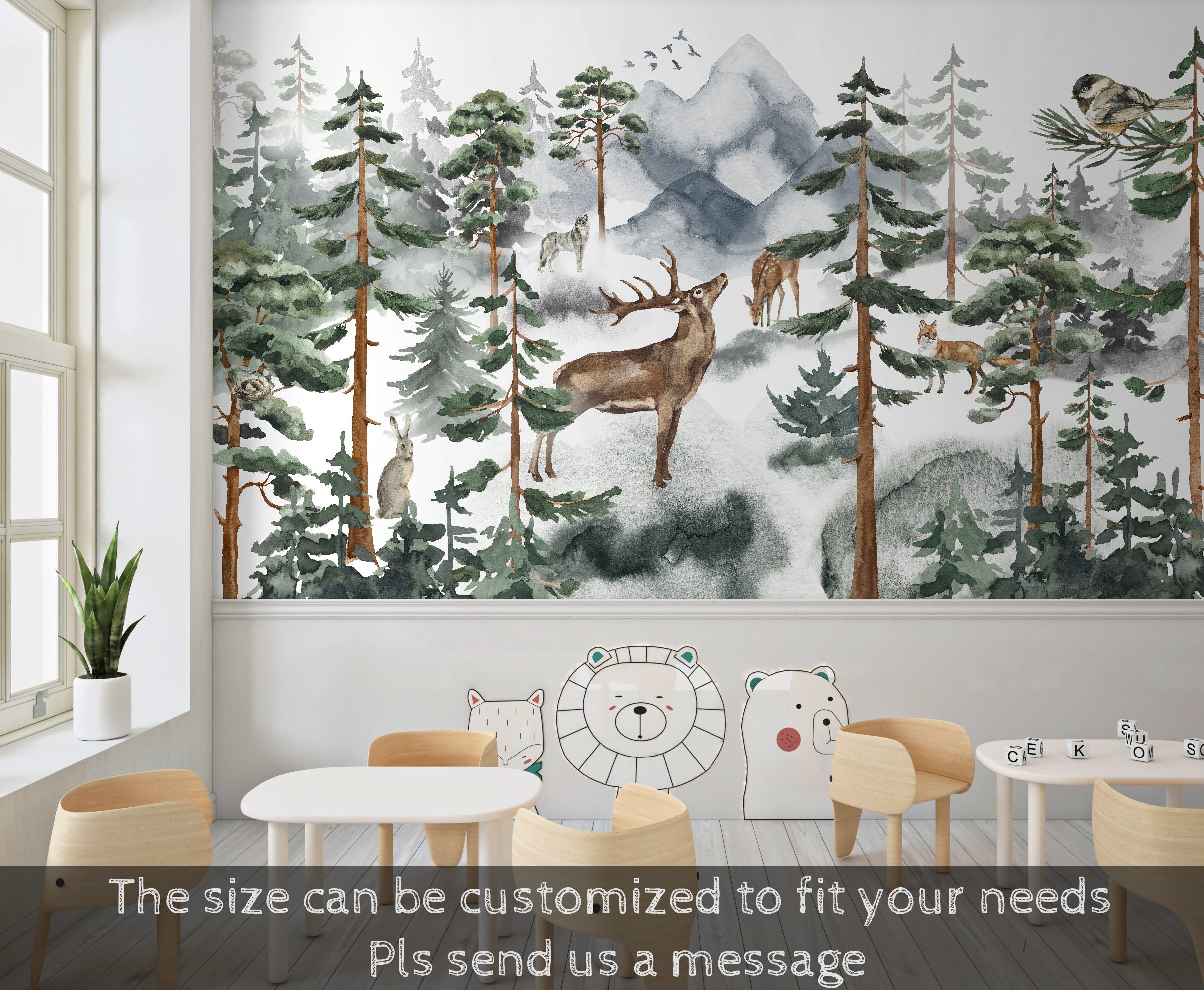 Jungle With Animals, A Wallpaper Mural For Nursery