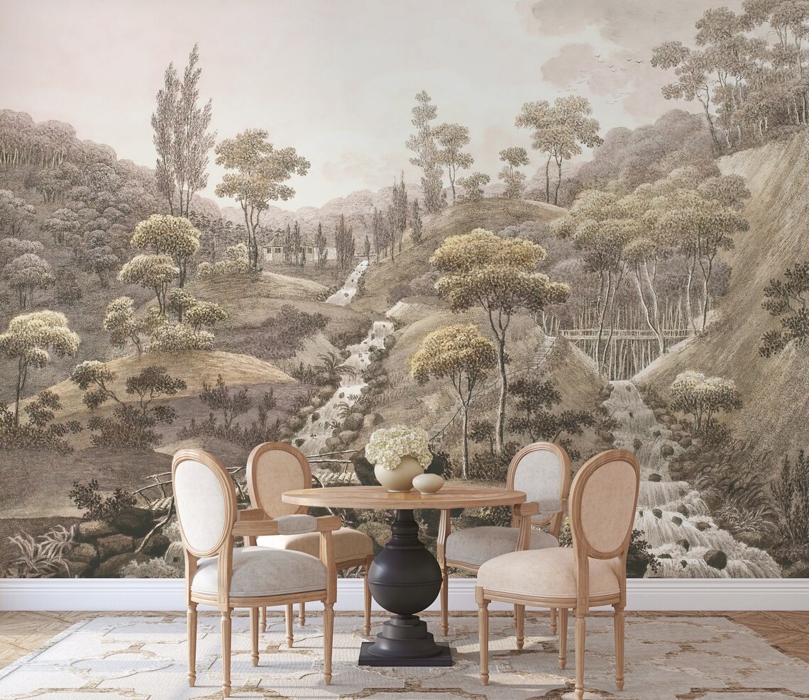Vintage Landscape Mural Wallpaper Removable Peel-and-stick - Etsy