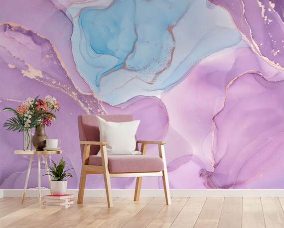 Purple and Blue Marble Wallpaper Removable Peel-n-stick | Etsy