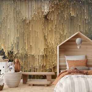 Luxury wallpaper Abstract Gold strips Peel and stick Removable Mural Falling lights Glam decor self-adhesive Modern wall art