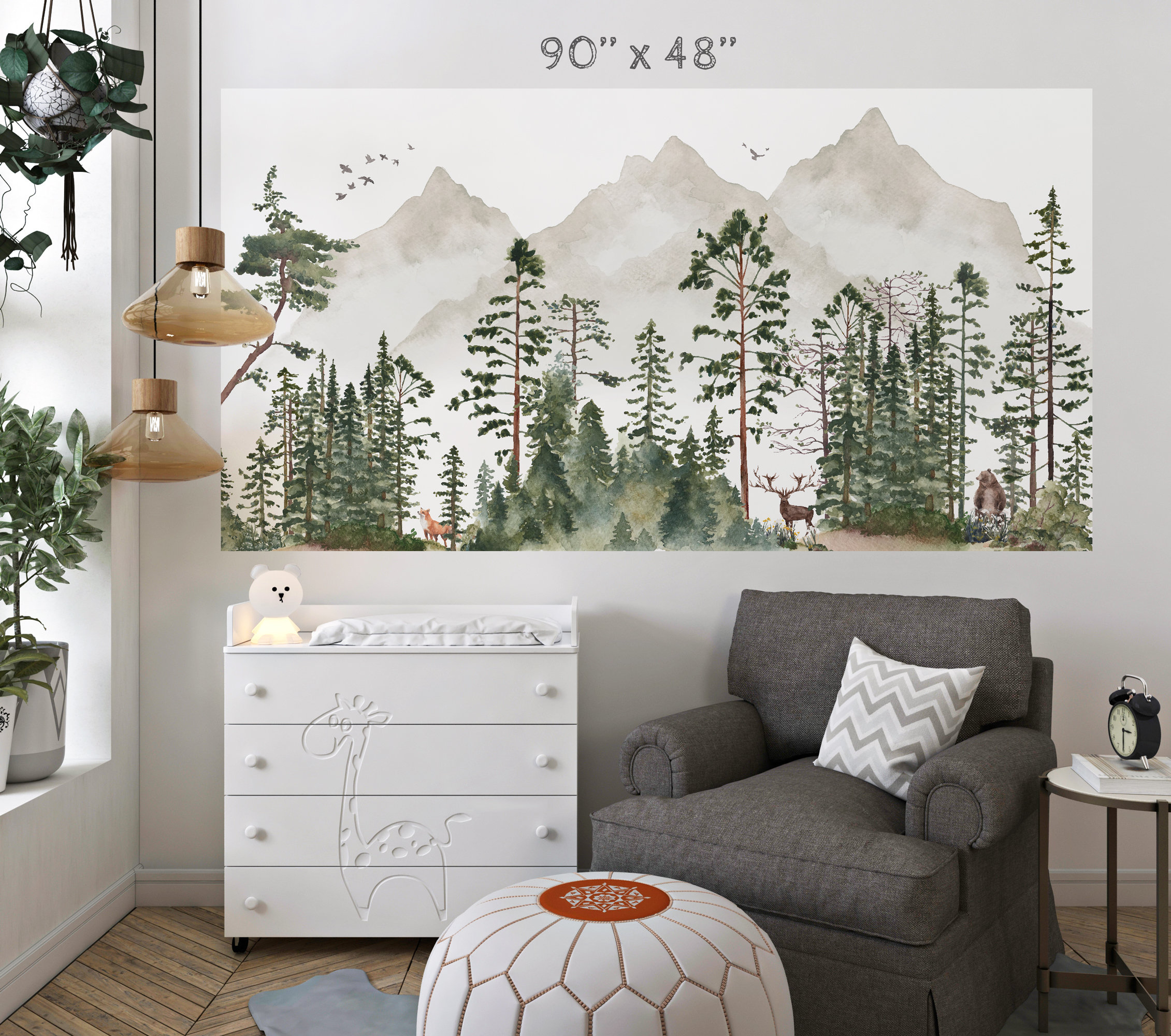 Forest Wall Mural Peel-n-stick Wallpaper Pine Tree Woodland | Etsy