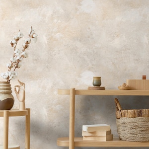 Limewash Wallpaper Peel and Stick Removable and Traditional Faux Texture Mural Plaster Concrete Neutral Canvas Textured Wall Art