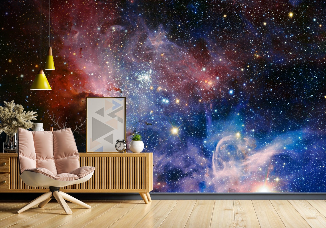 Kids Space Wallpaper Galaxy Wall Mural Removable Peelnstick Etsy
