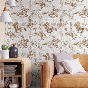 Western Wallpaper Vintage Cowboy Removable Peel and Stick Wall Paper