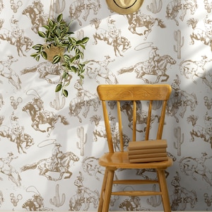 Western Wallpaper Vintage Cowboy Removable Peel and Stick Wall Paper