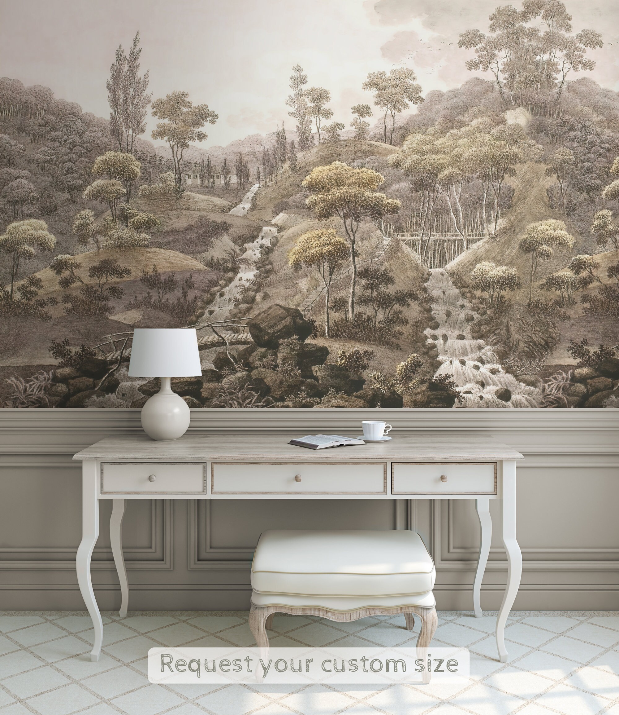 Vintage Landscape Mural Wallpaper Removable Peelandstick Etsy