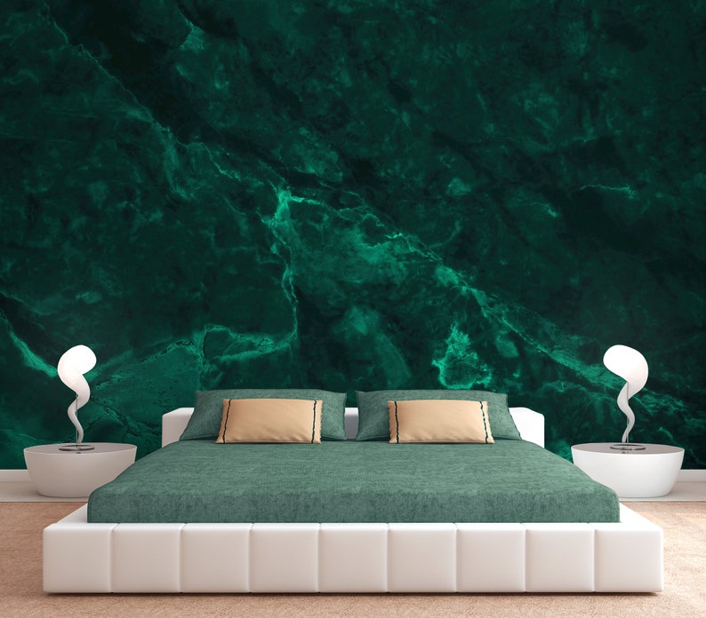 Emerald Green Marble Wallpaper Peel and Stick Removable Etsy