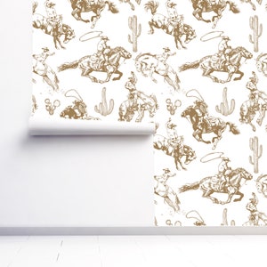 Western Wallpaper Vintage Cowboy Removable Peel and Stick Wall Paper