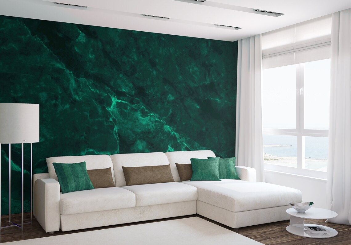 Emerald Green Marble Wallpaper Peel and Stick Removable - Etsy