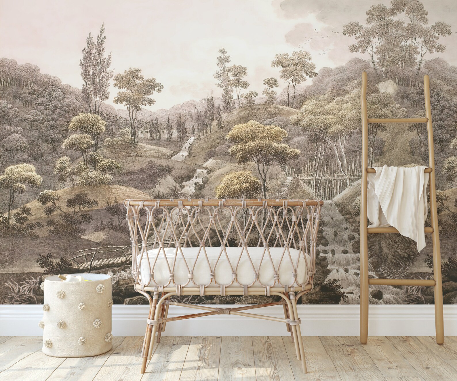 Vintage Landscape Mural Wallpaper Removable Peelandstick Etsy
