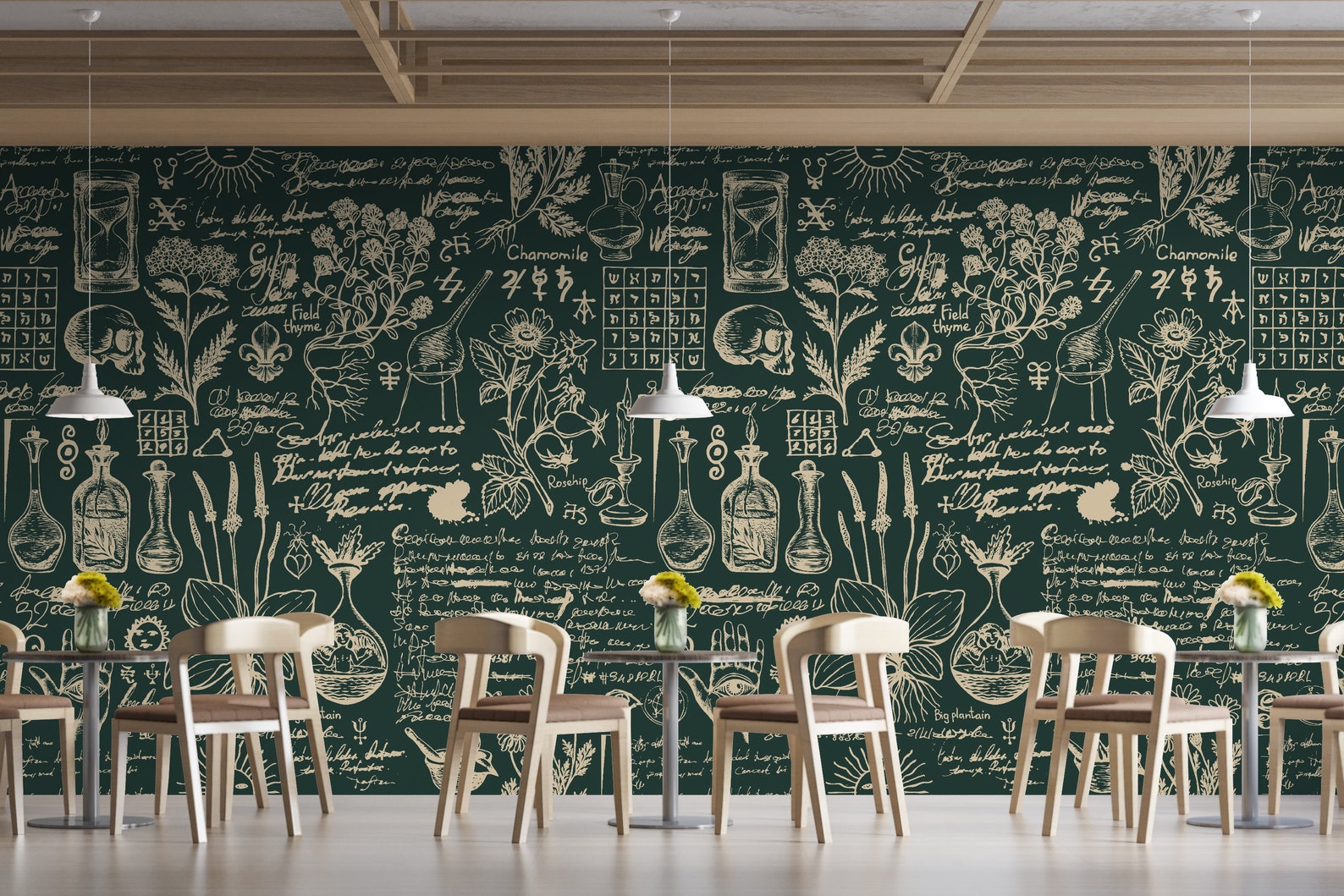 Green Botanical Vintage Herbs Wallpaper Peel and Stick Etsy