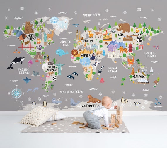 Kids World Map Wall Decal