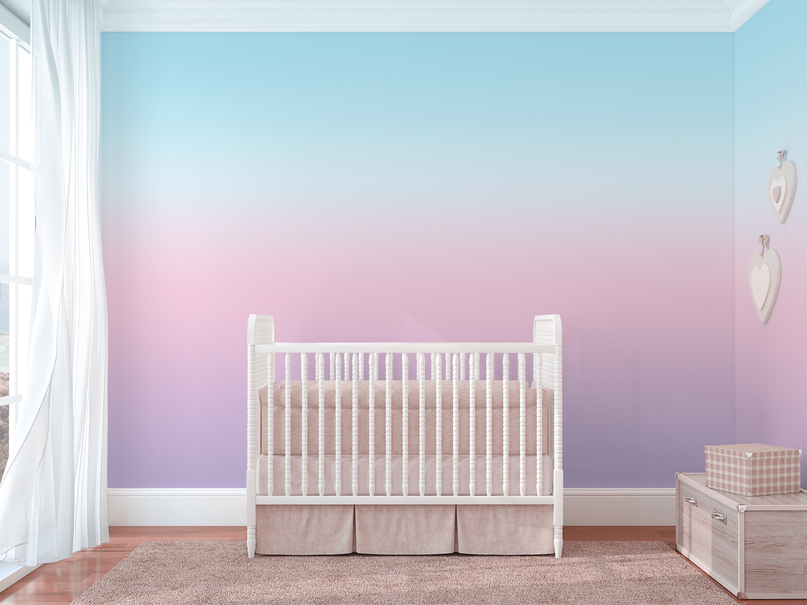 OMBRE wallpaper Custom color wall murals Peel and stick Removable pastel  Decor