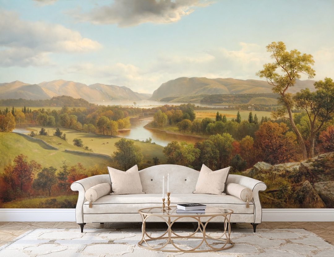 Landscape Mural Wallpaper Vintage Countryside Removable Peel-and-stick