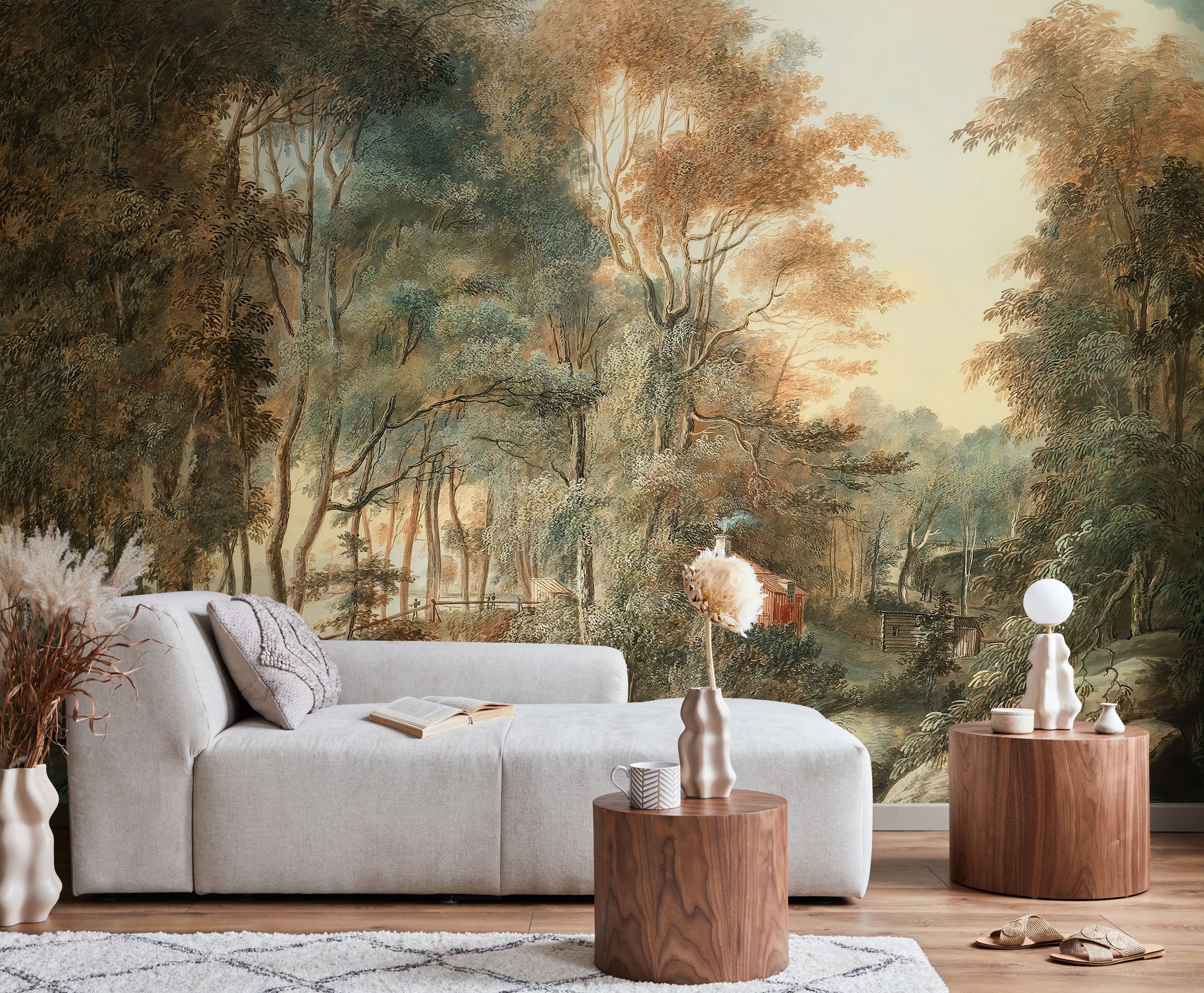 Oil Painting Landscape Wall Mural, Peel and Stick Wallpaper for a Large Wall  Decor, Vintage Decoration. LAN017 