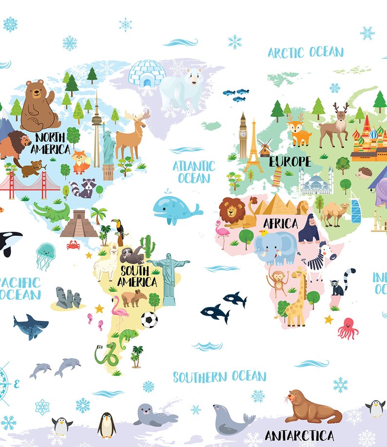 Плакат карта мира для детей