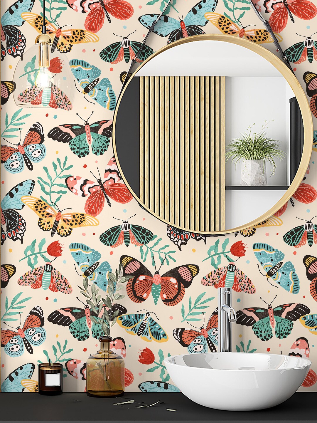 Colorful Butterflies and Moths Wallpaper Peel and Stick Removable Wall ...