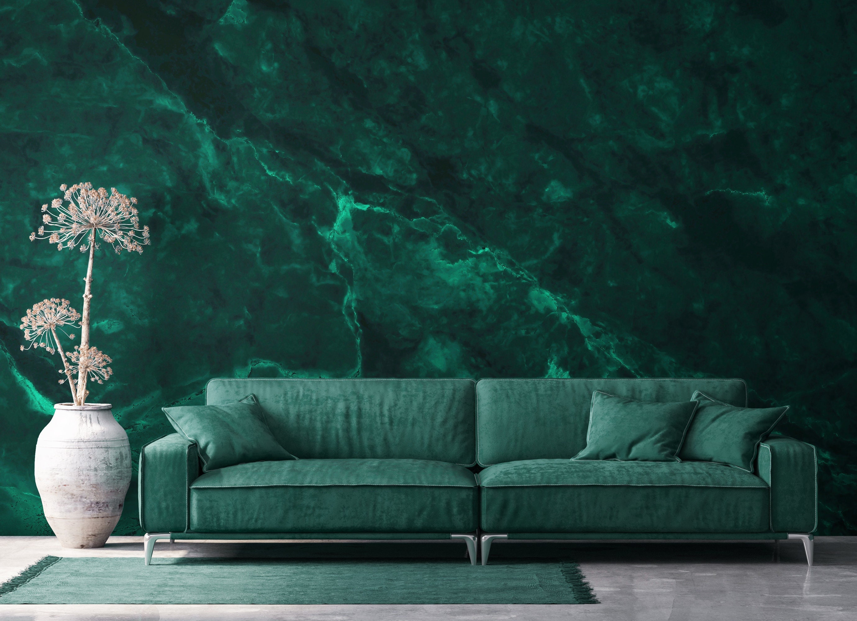 Emerald Green Marble Wallpaper Peel and Stick Removable - Etsy