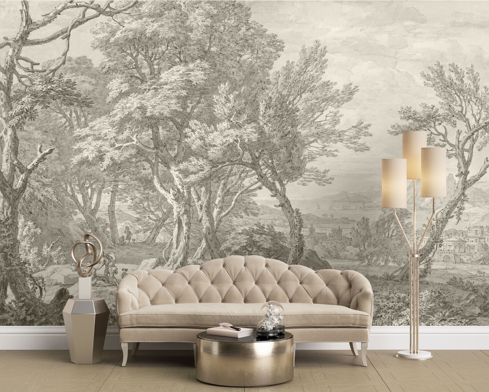 Vintage Landscape Wallpaper Peel and Stick Removable Wall Mural Old ...