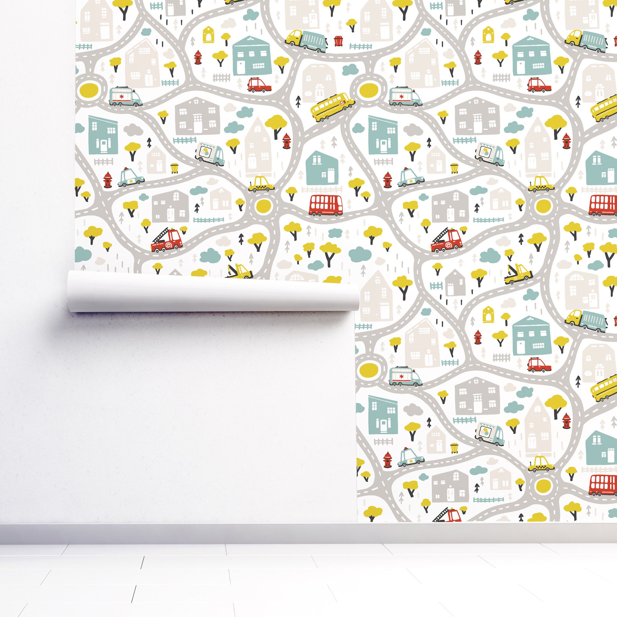 Car Wallpaper for Boys Nursery Decor Peelandstick Vinyl Wall Etsy