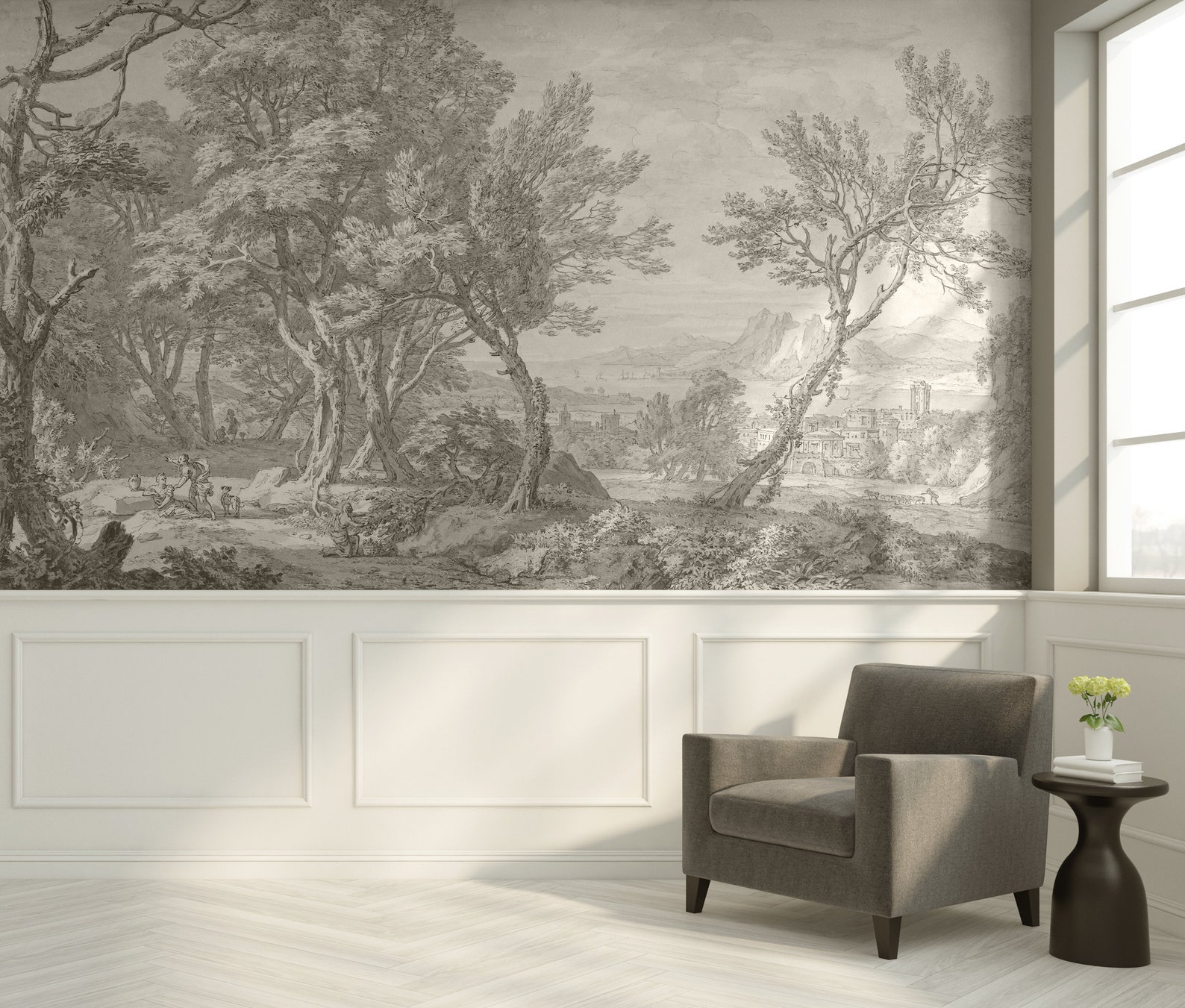 Vintage Landscape Wallpaper Peel and Stick Removable Wall Mural Old ...