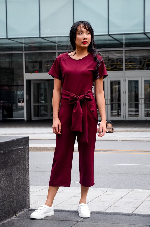 burgundy color jumpsuit