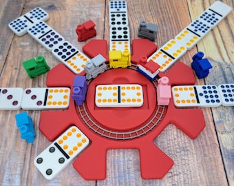 Mexican Train Domino Hub And Marker Set - Up to 8 Players, 10 Colorful Domino Markers