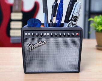 Fender Amp Pen Holder | Amp Desk Organizer | Desk Pen Holder | Music Lover Gift | Desk Organizer | Optional Divider