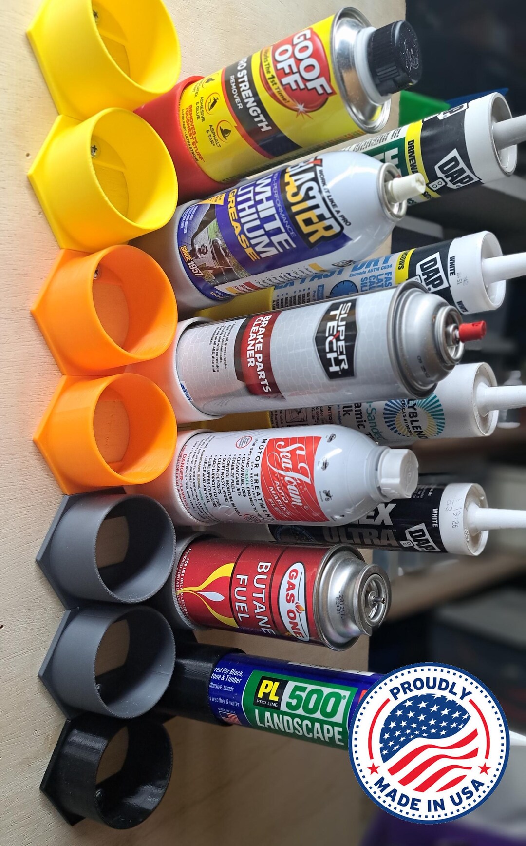 Wall Hanging Spray Paint Can Holder, Caulk Tube Holder | Garage Storage ...