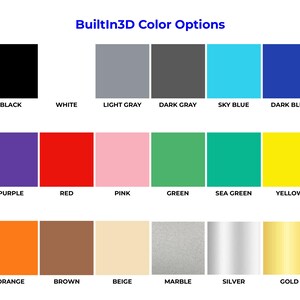 Eighteen color swatches used by BuiltIn3D store.