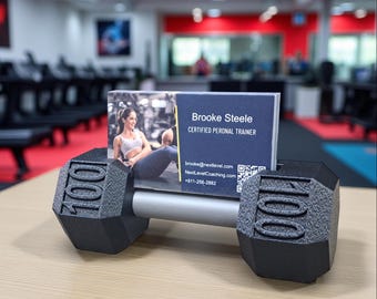 Dumbbell Business Card Holder - "100 Pound" | Textured Finish Design | Gym Gift For Personal Trainers, Gym Owners, Fitness Influencers