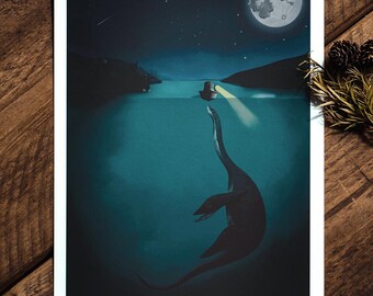 Nessie Art Print | Atmospheric Loch Ness Folklore Wall Art