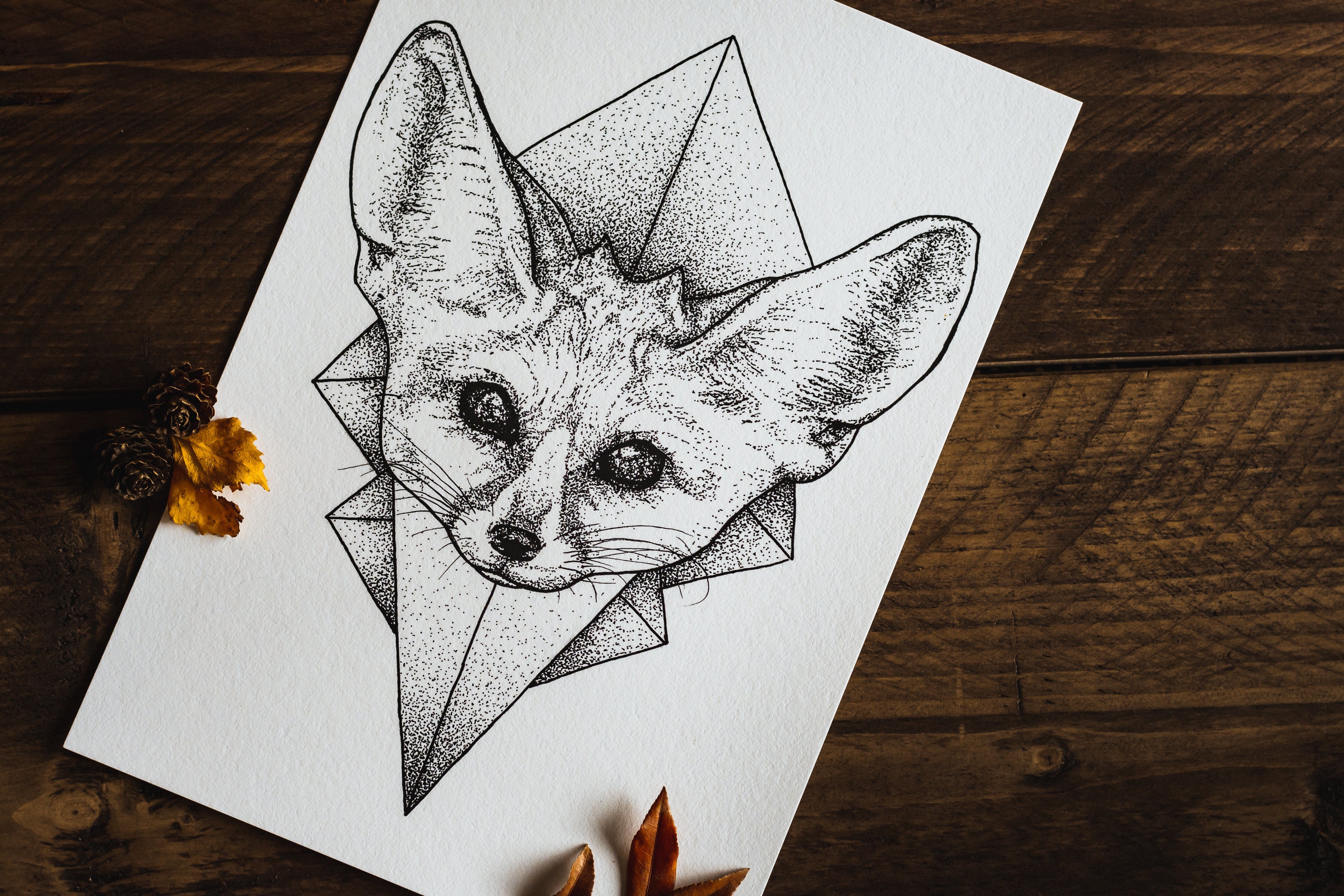 Geometric Fennec Fox A4 A3 A2 Fine Art Dotwork Animal - Etsy Geometric Fennec Fox A4 A3 A2 Fine Art Dotwork Animal - Etsy