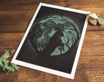 Black Goat, Gothic Fine Art Print, A5-A2, On Eco Friendly High Quality Paper