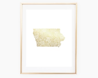 REAL GOLD FOIL Iowa State Floral 8x10 Print