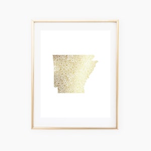 REAL GOLD FOIL Arkansas Floral State 8x10 Print image 1