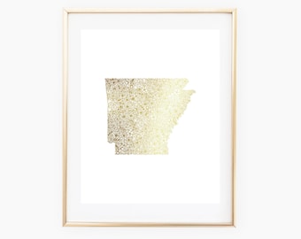 REAL GOLD FOIL Arkansas Floral State 8x10 Print